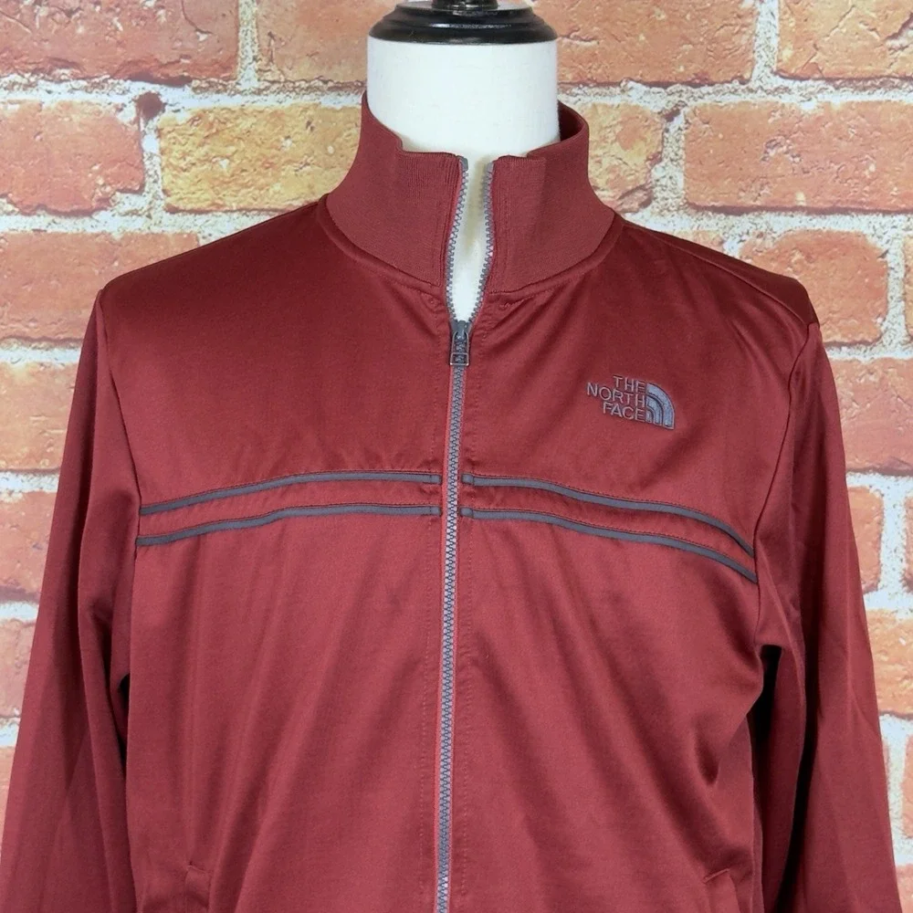 The North Face Track Jacket Men's‎ Medium Rust Red Black Full Zip Outdoor Casual